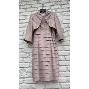Willow Glenn Women’s 2pc Dress Jacket Set. Pink Blush. Size 14 Mother Of Bride
